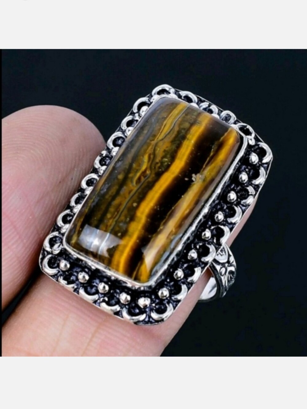 Tiger's Eye Gemstone 925 Sterling Silver Handmade Ring